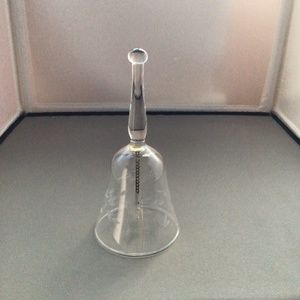 Glass Bell etched with floral design, 6", good condition